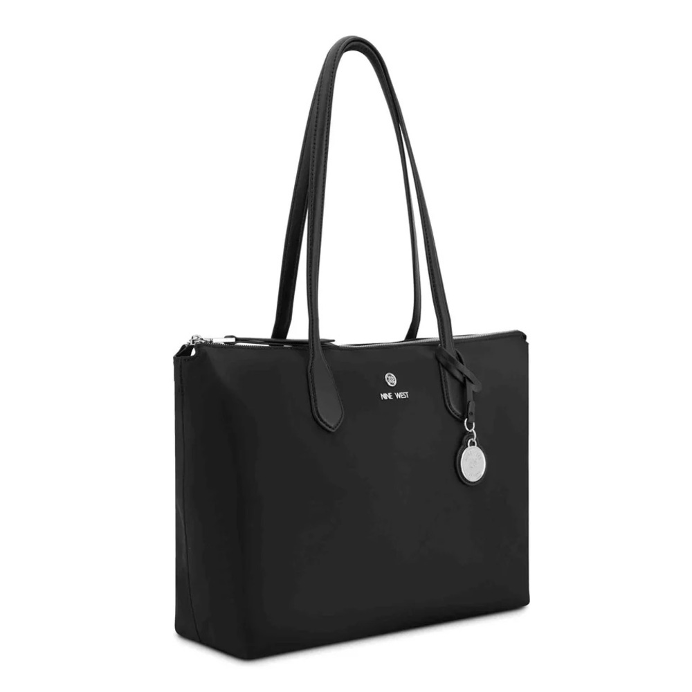 Nine West Black Leather Tote with Structured Design
